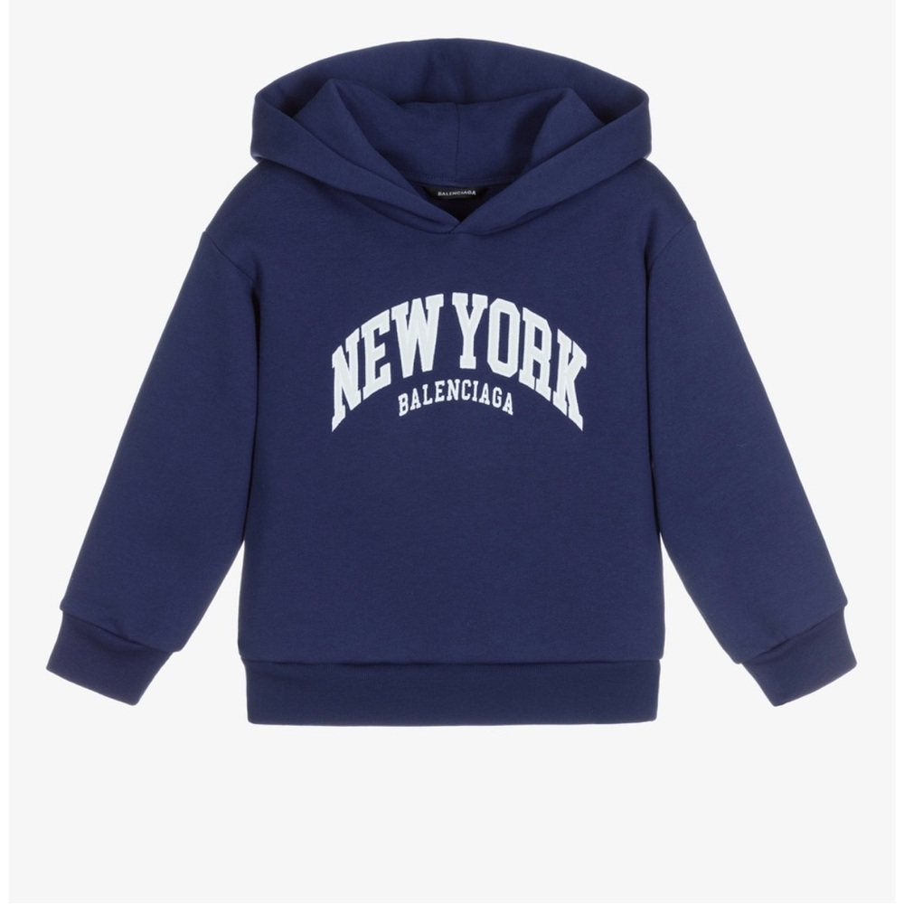 Authentic Balenciaga Kids Blue New York Hoodie